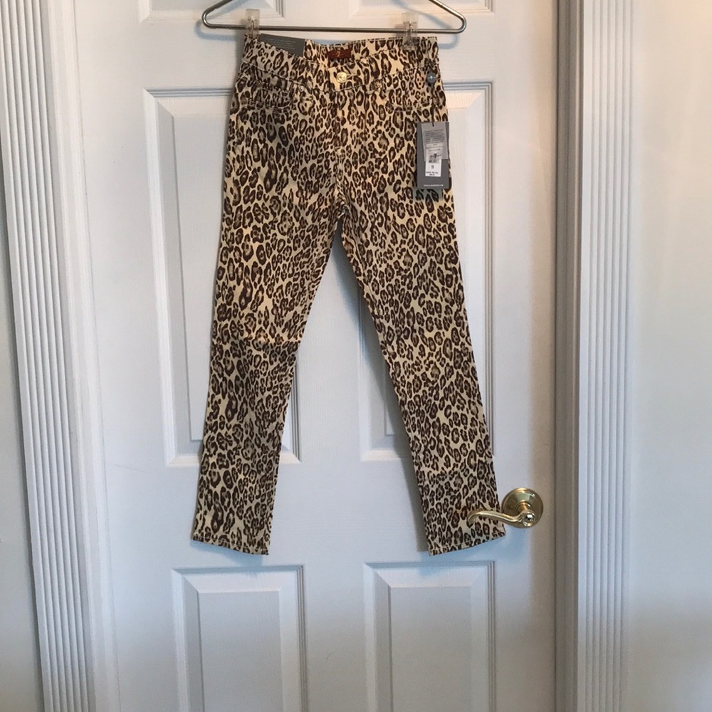 NWT 7 4 all Mankind leopard print girls jeans s 10